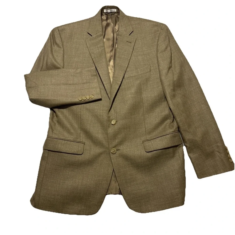 Lauren Ralph Lauren Mens Blazer 40R Sport Coat Tan Linen Blend RN69456‎